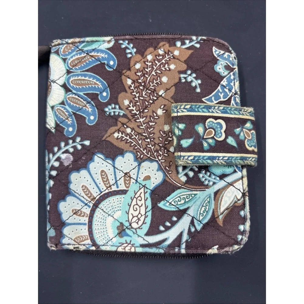 Vera Bradley Bi-Fold Wallet Womens Quilted Zippered Java Blue - Picture 2 of 6